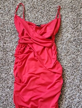 SHEIN Red Ruched Mini Dress